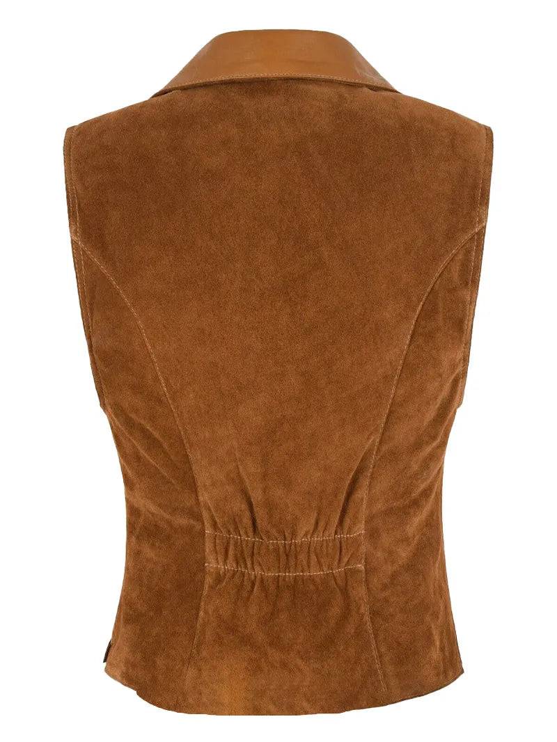 Women Vintage Suede Leather Waistcoat Western New Style Leather Vest 5365 image 1