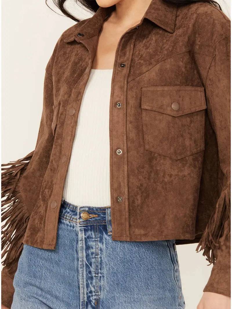 Women's Genuine Suede Fringe Jacket image 2