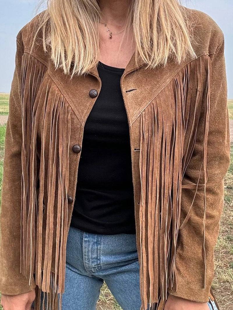 Vintage 70s Honey Brown Suede Fringe Jacket image 6