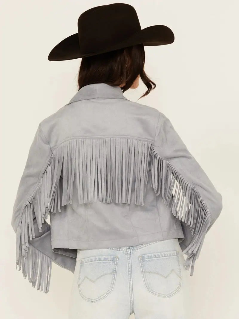 Women's Suede Leather Fringe Jacket image 1