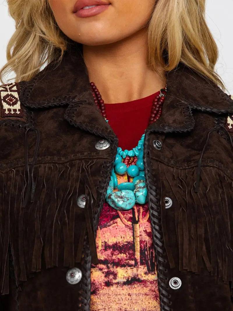 Scully Women's Boar Suede Beaded Fringe Jacket image 3