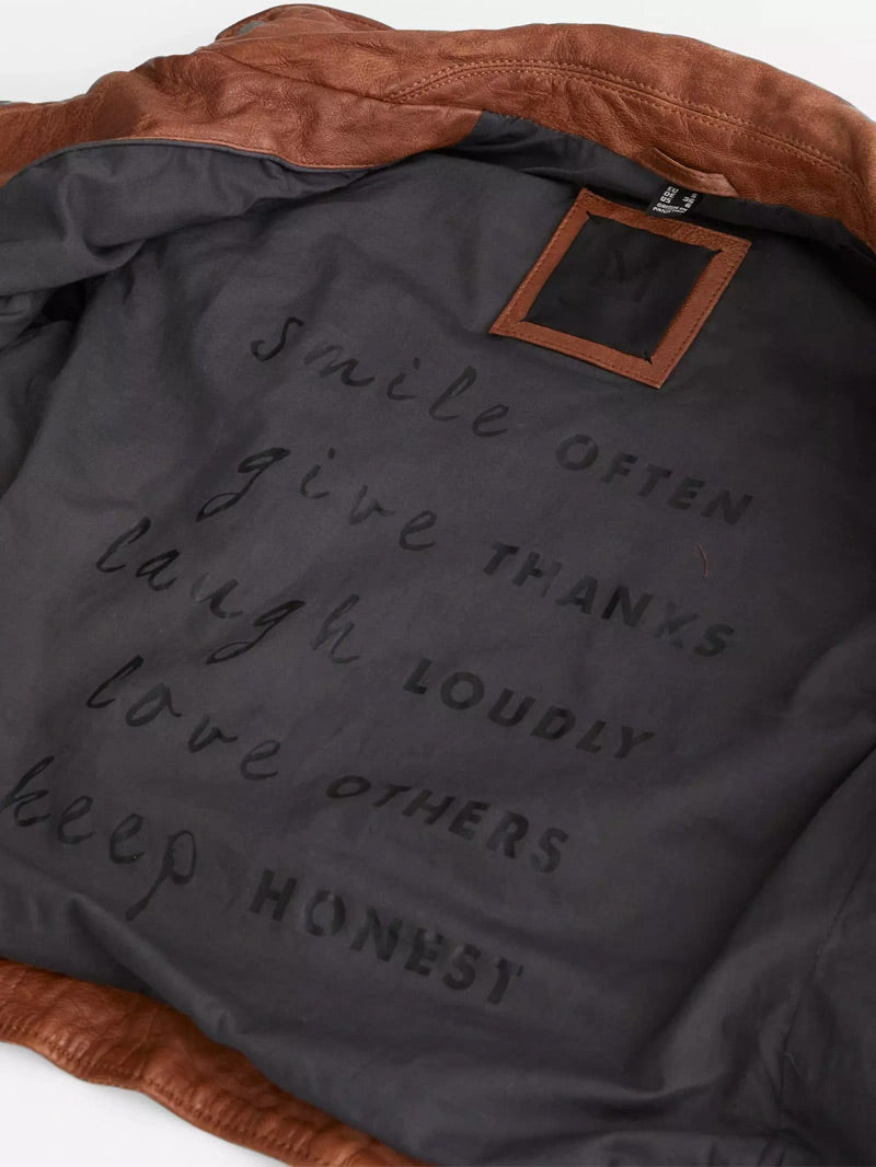 Leather Fringe Jacket - Cognac image 3