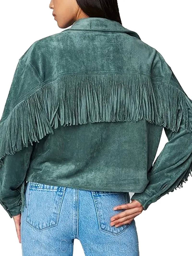Womens Luxury Clothing Suede Fringe Jacket image 5