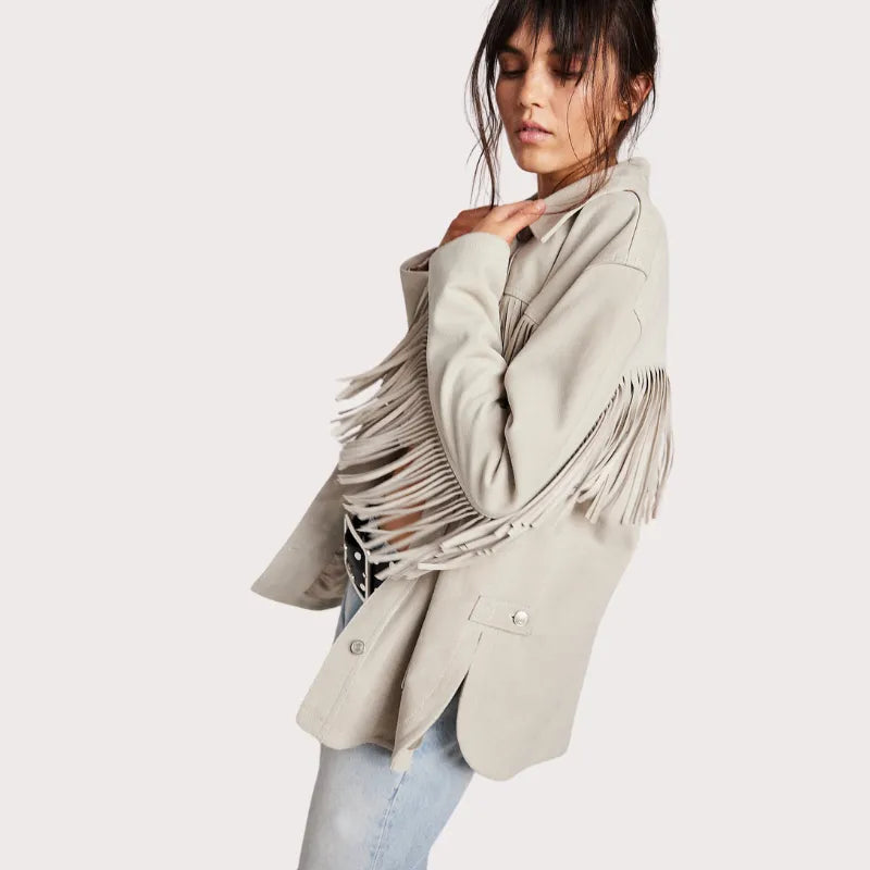 Fringe Suede Leather Jacket image 1