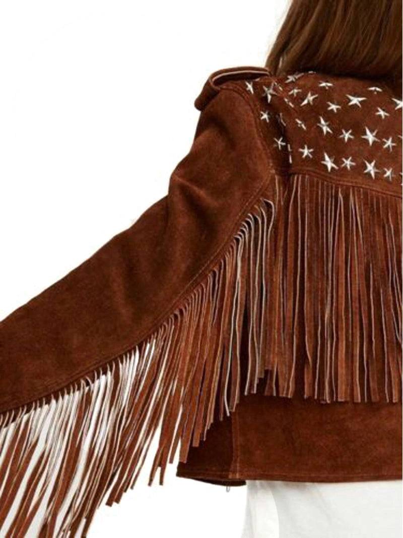 Women studded Suede biker Jacket image 1