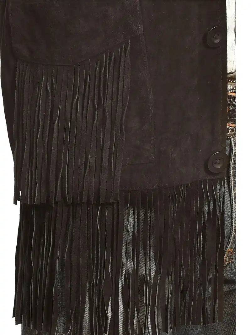 Mens Black Suede Fringe Western Jacket image 3