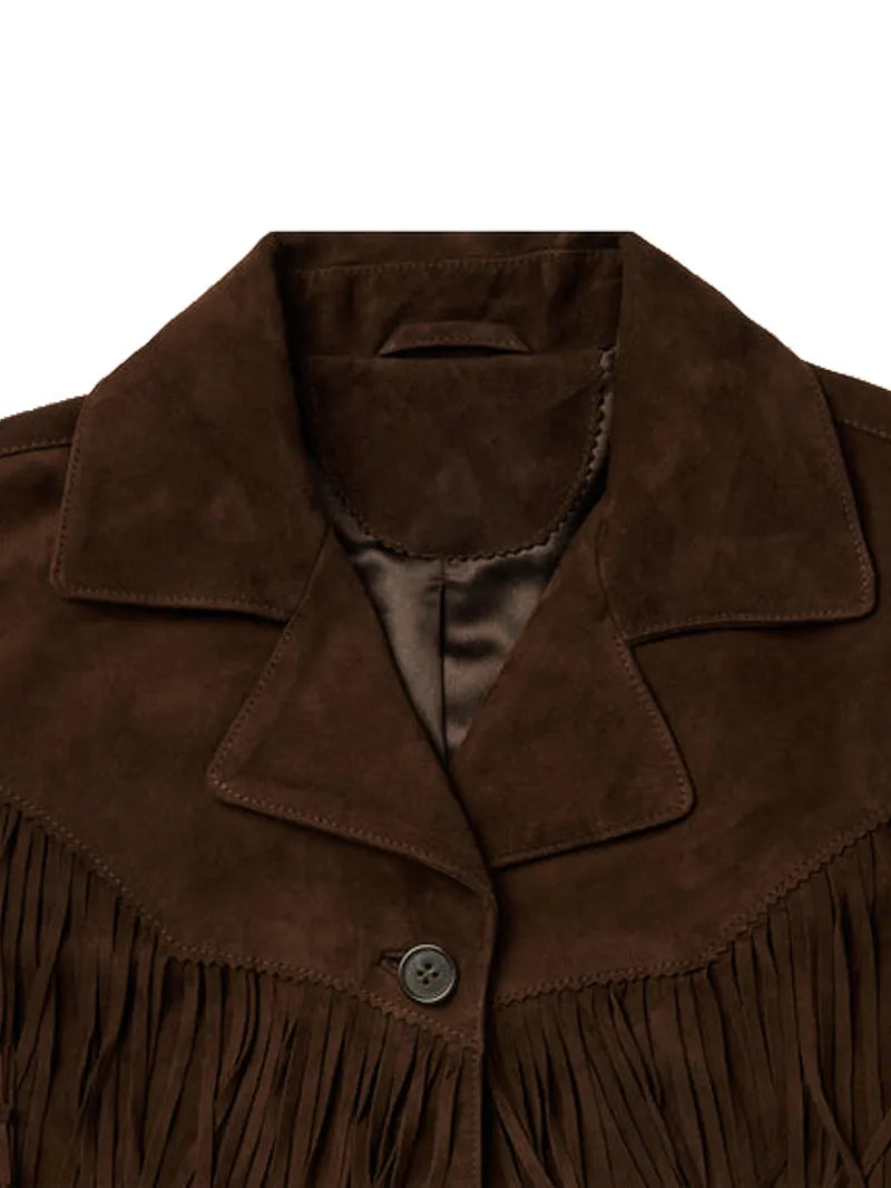 Brown Lamb Suede Fringed Jacket image 3