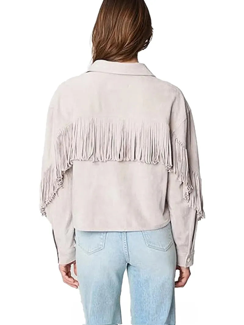 Womens Luxury Clothing Suede Fringe Jacket image 1