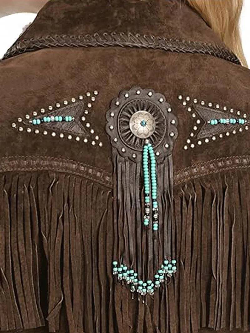 Ladies Luxury Suede Fringe Jacket image 1