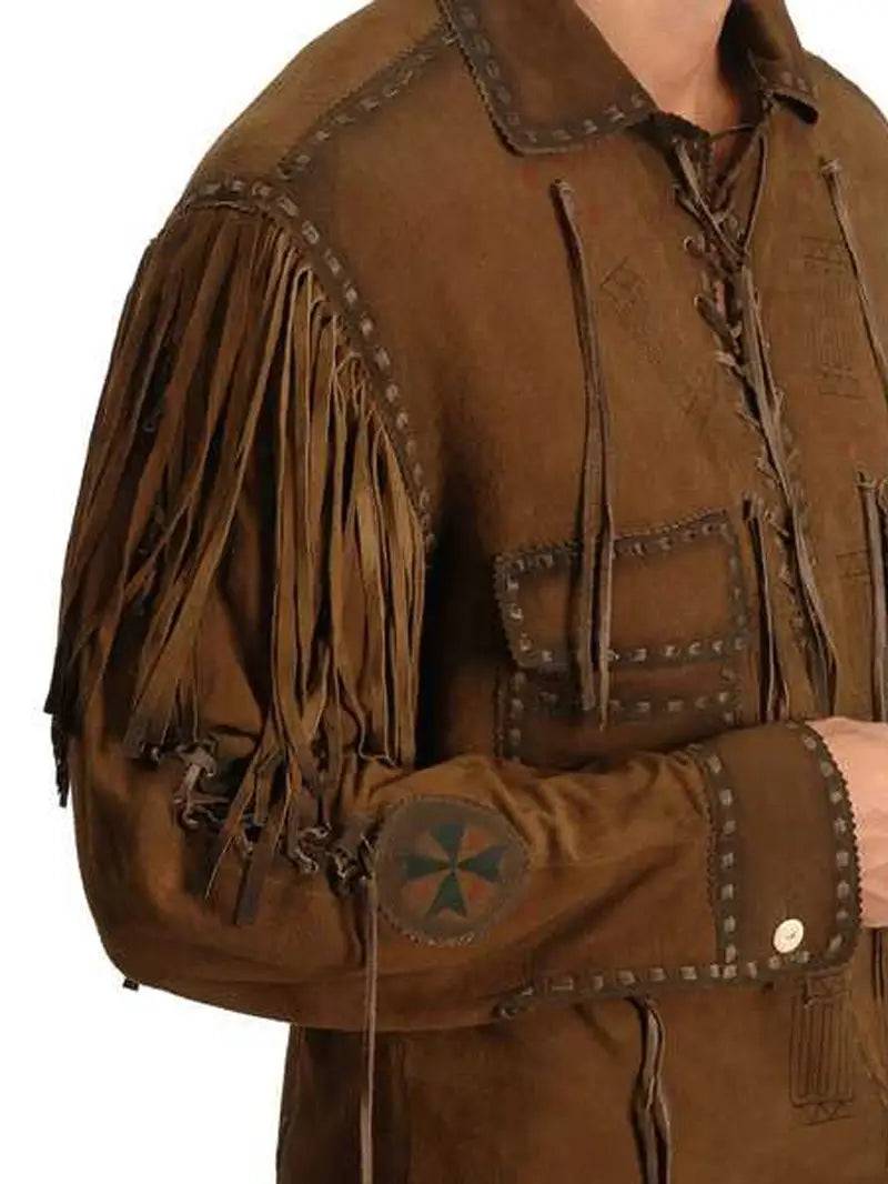 Mens Brown Suede Fringe Shirt image 2