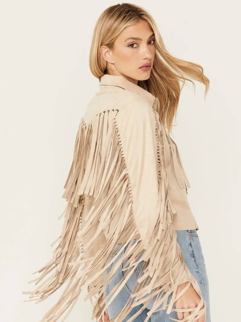 Blue B Women's Grommet Faux Suede Fringe Jacket image 1