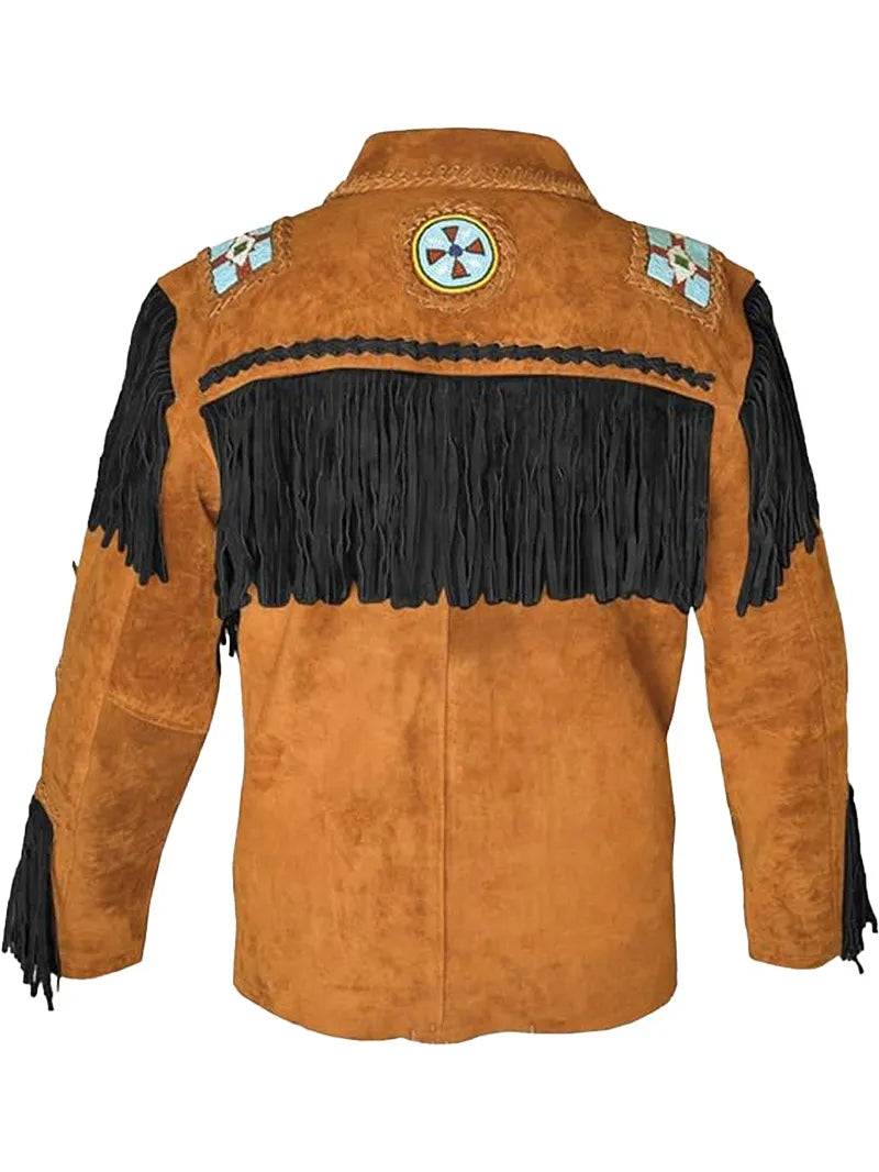 Men Western Fringe Leather Jacket image 5