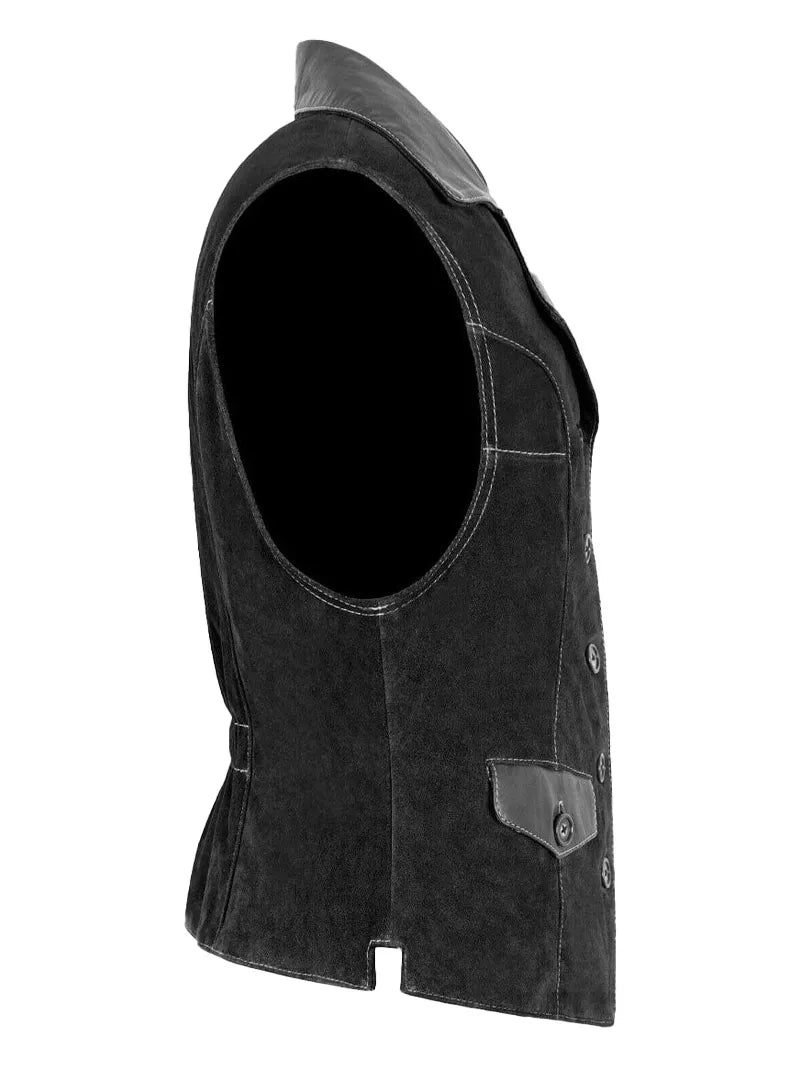 Women Vintage Suede Western Leather Vest image 1