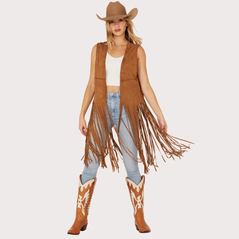 Fornia Women's Suede Fringe Vest image 1