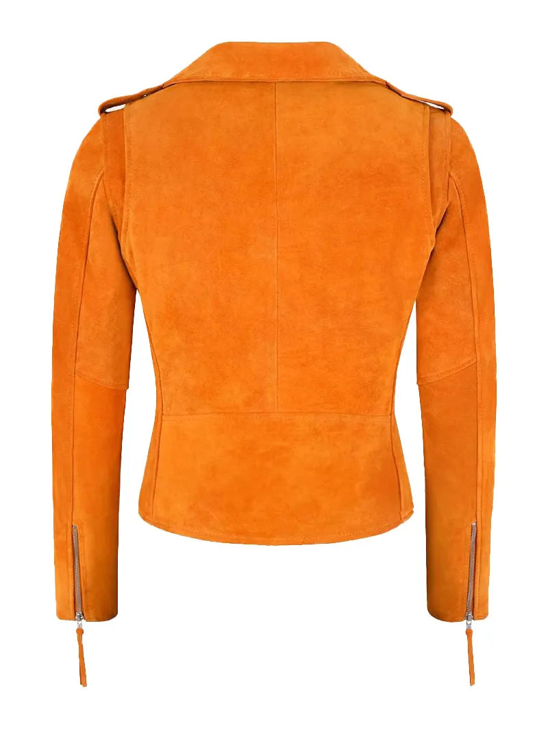 Brando Tangerine Suede Leather Jacket image 3