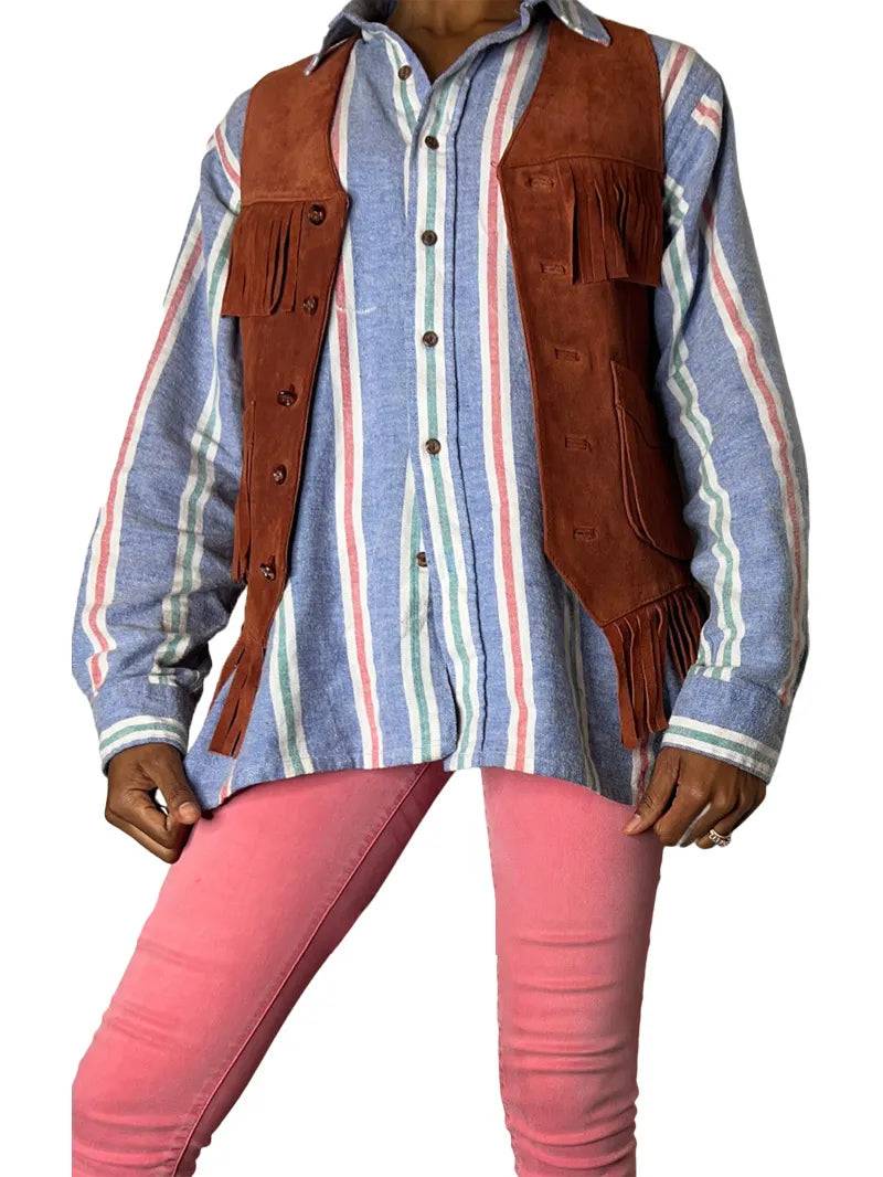 Vintage Suede Fringe Leather Vest image 3