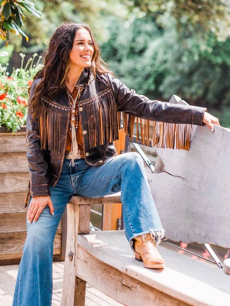 Western Cut Leather Jacket with Fringe image 2