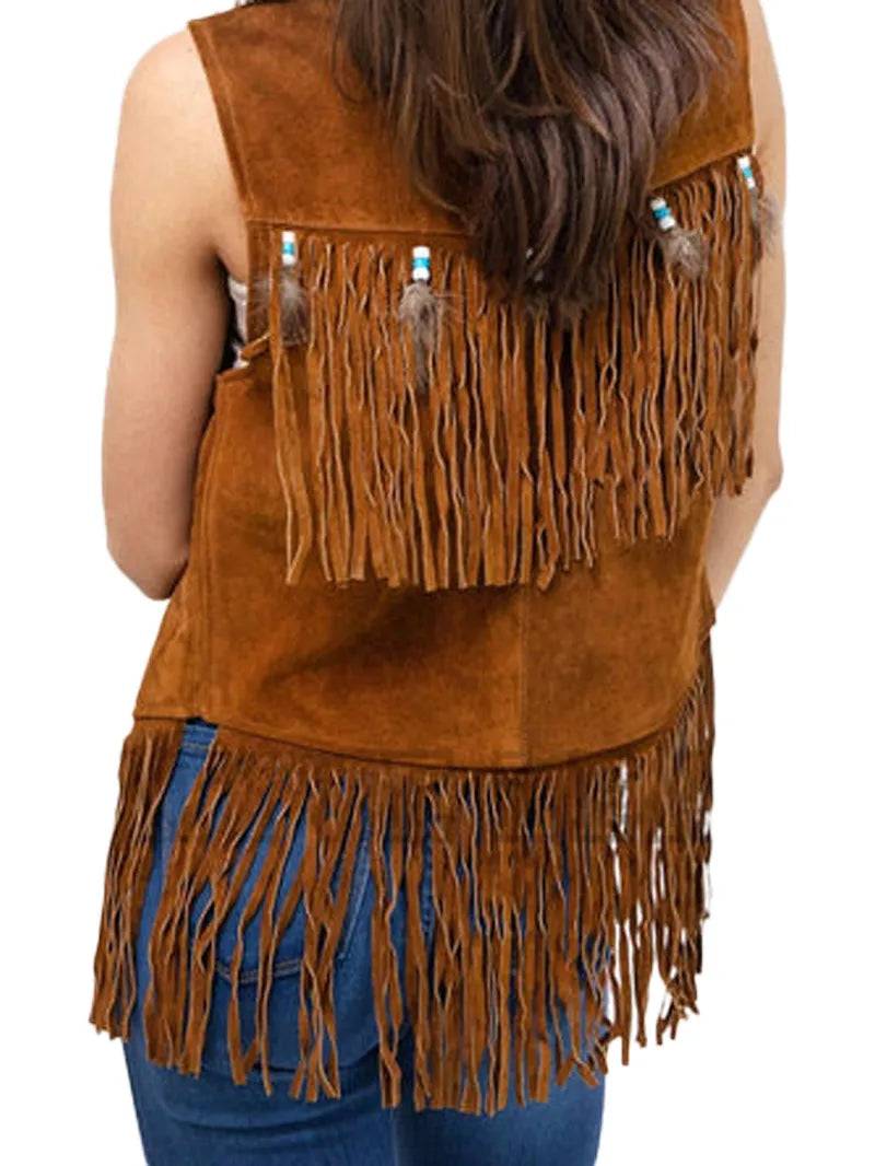 Women Leather Fringe Vest image 2
