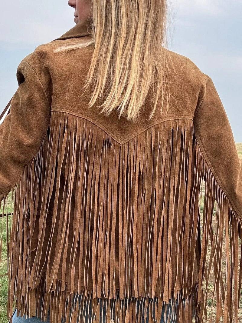 Vintage 70s Honey Brown Suede Fringe Jacket image 5