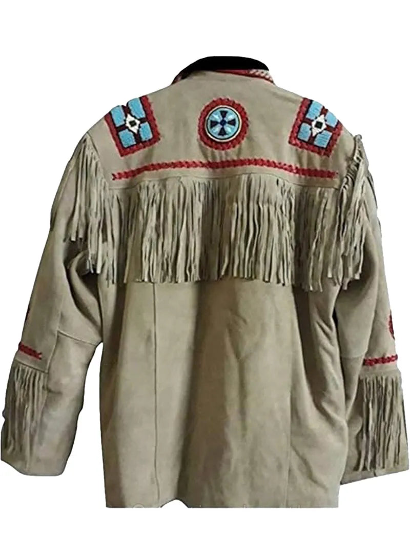 Mens Suede Western Fringes & Bones Jacket image 1