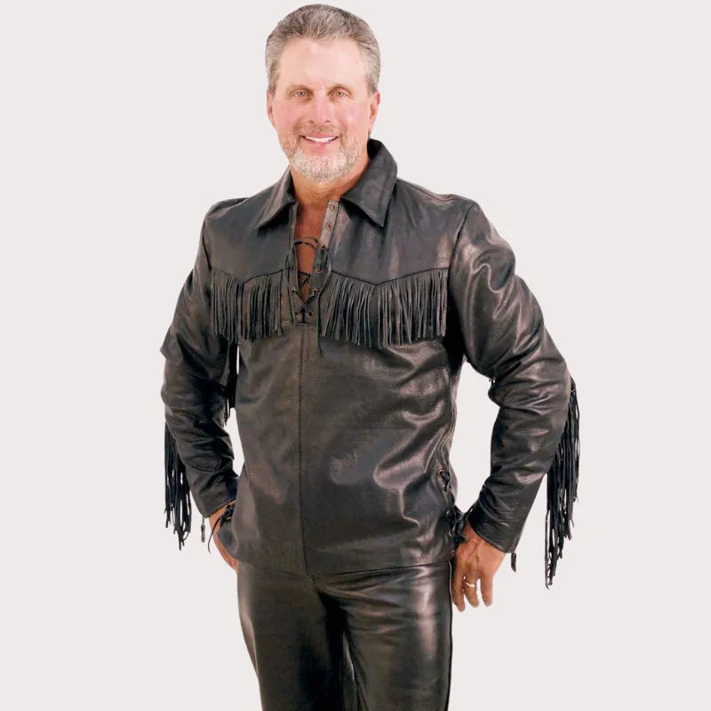 Premium Pullover Fringe Leather Shirt image 1