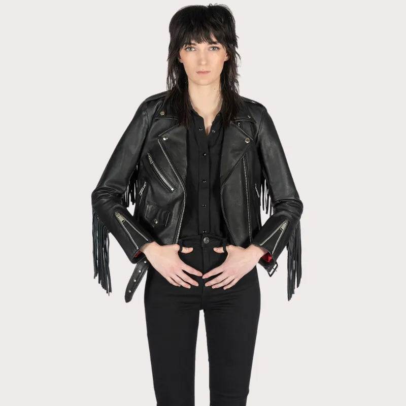 Women Fringe Leather Jacket image 1