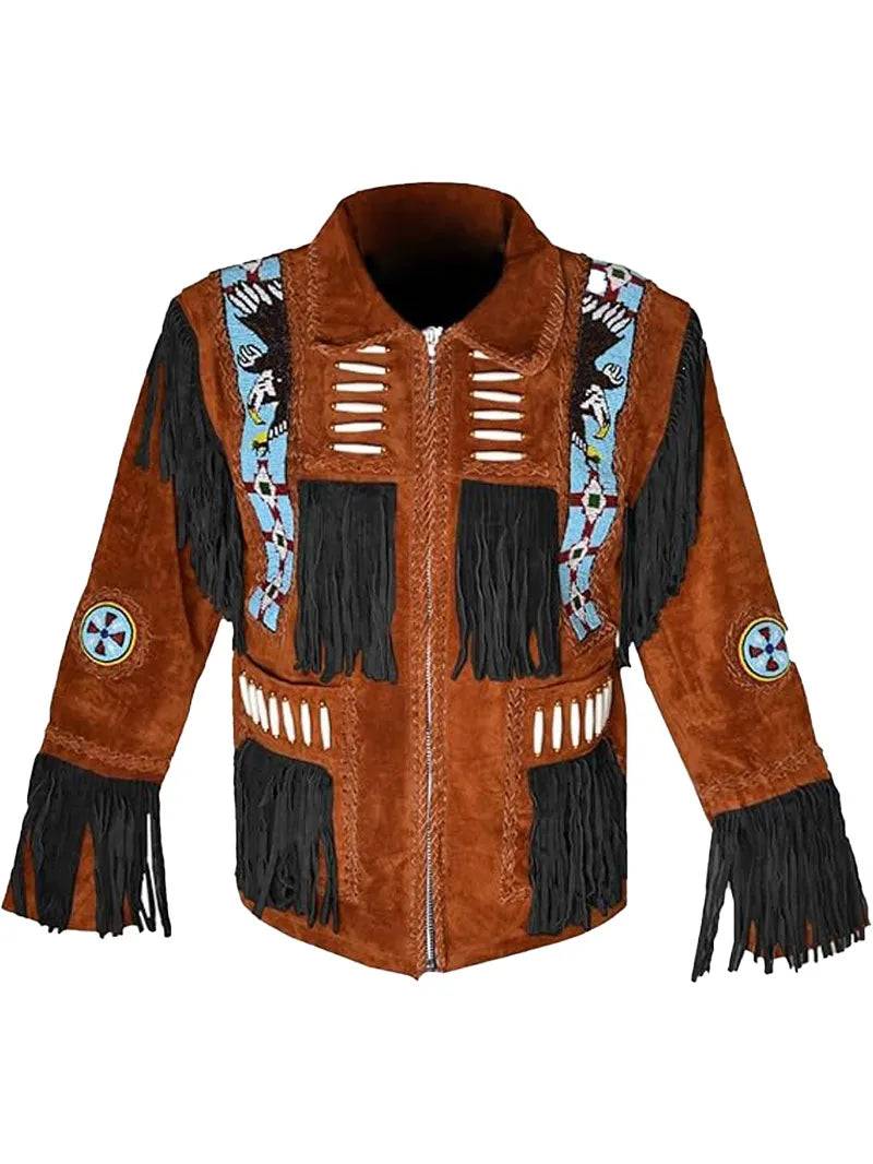 Men Western Fringe Leather Jacket image 8