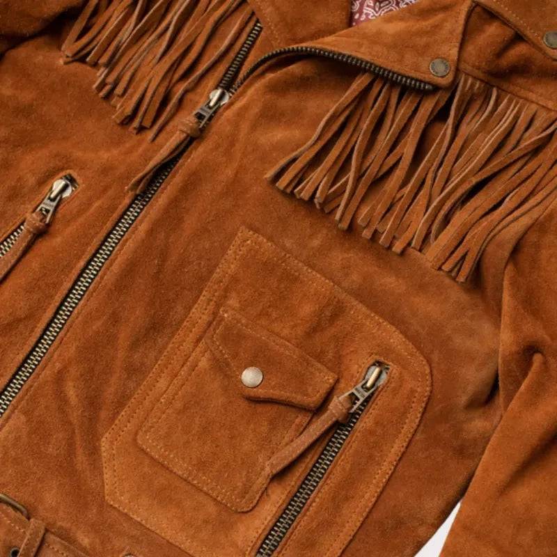 Premium Fringe Leather Jacket image 1