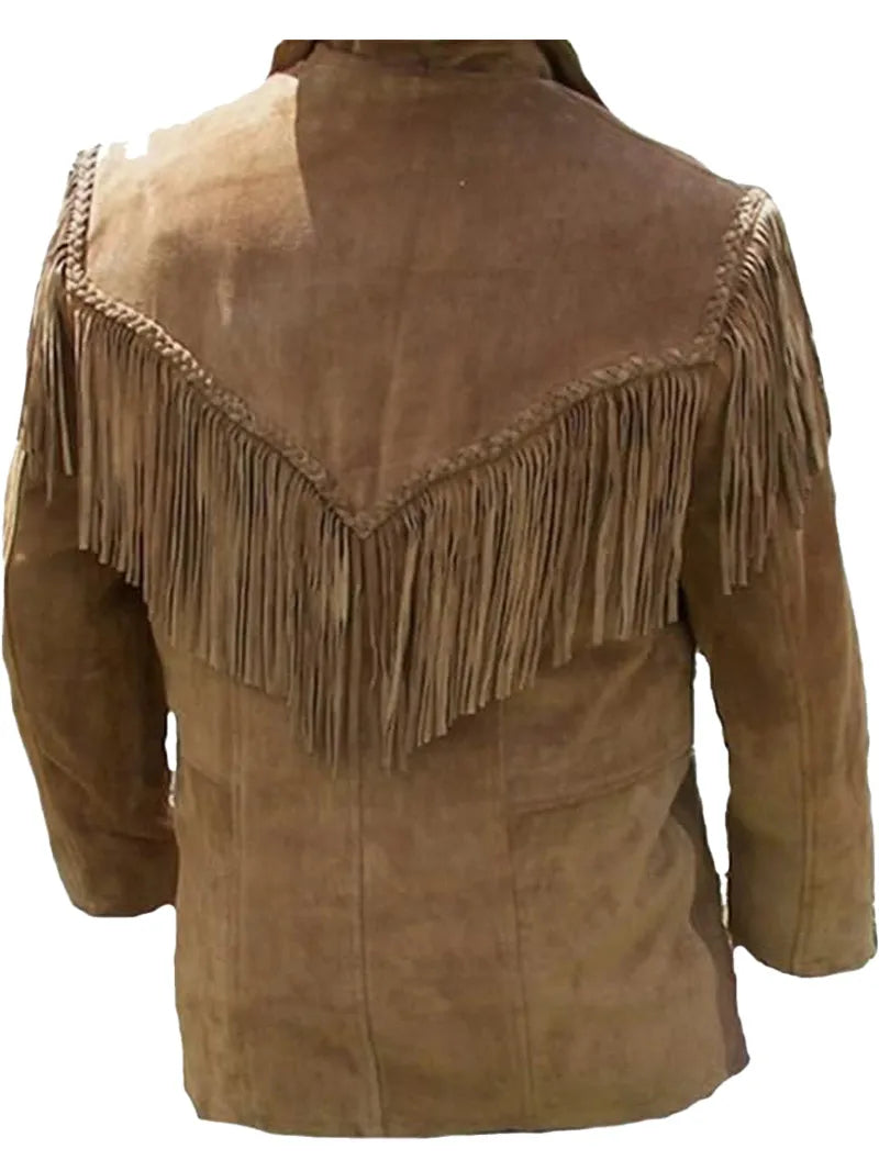Men Western Fringed Suede Coat image 1
