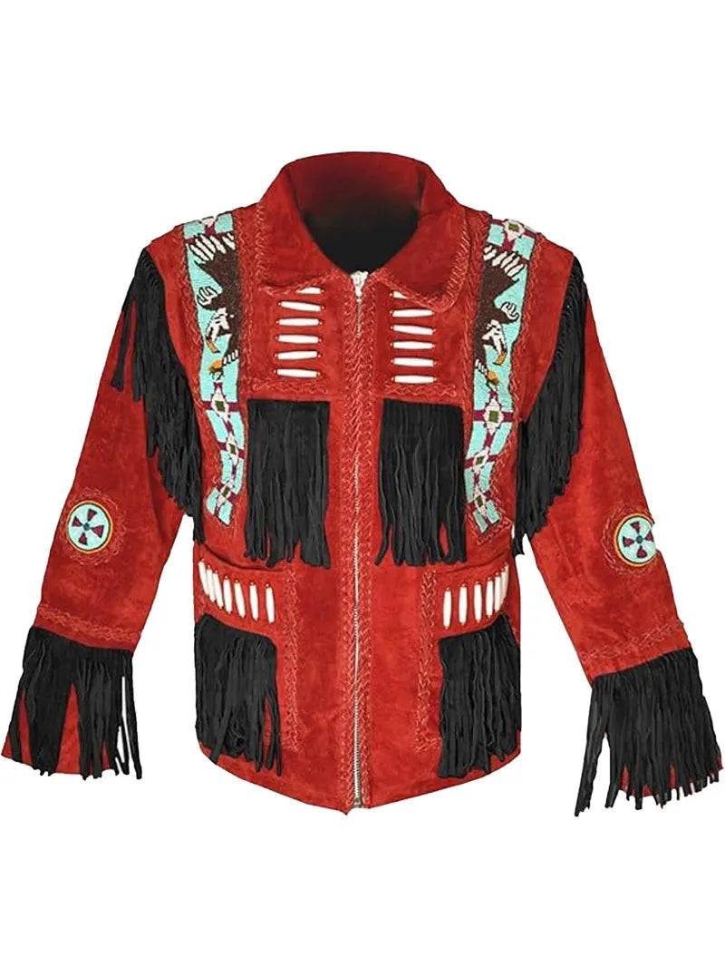 Men Western Fringe Leather Jacket image 6