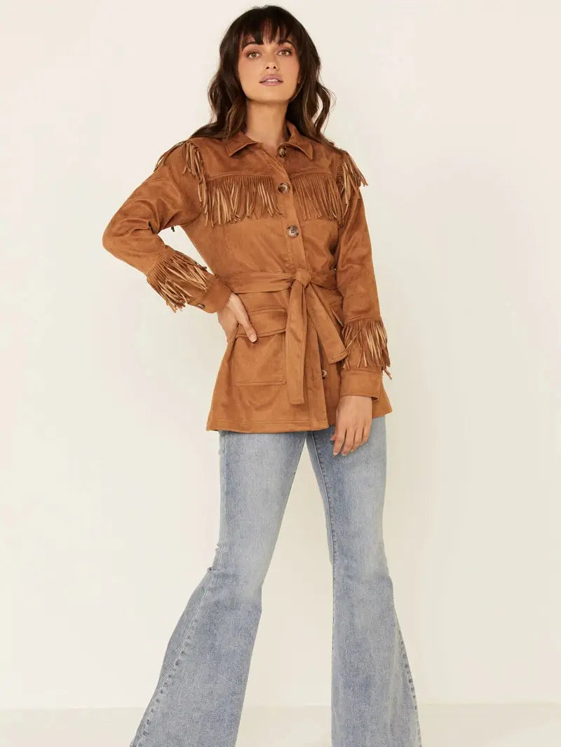 Women's Tan We Are Free Fringe Jacket image 0