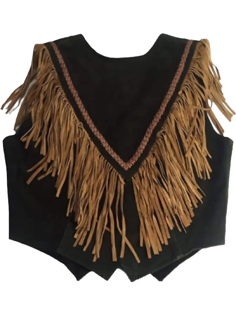 Handmade Western Suede Leather Fringe Vest image 1