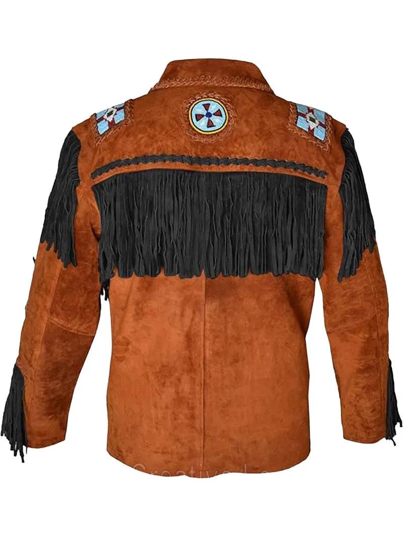 Men Western Fringe Leather Jacket image 9