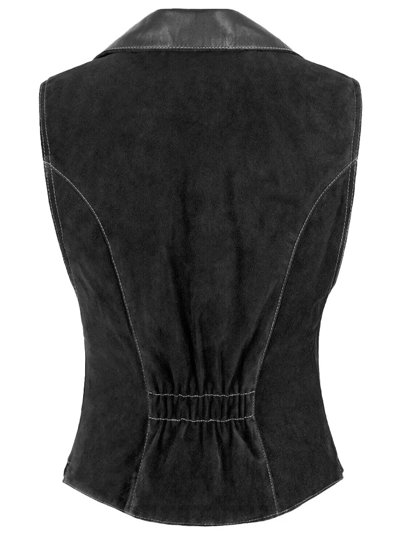 Women Vintage Suede Western Leather Vest image 2