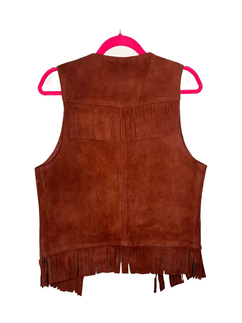 Vintage Suede Fringe Leather Vest image 1