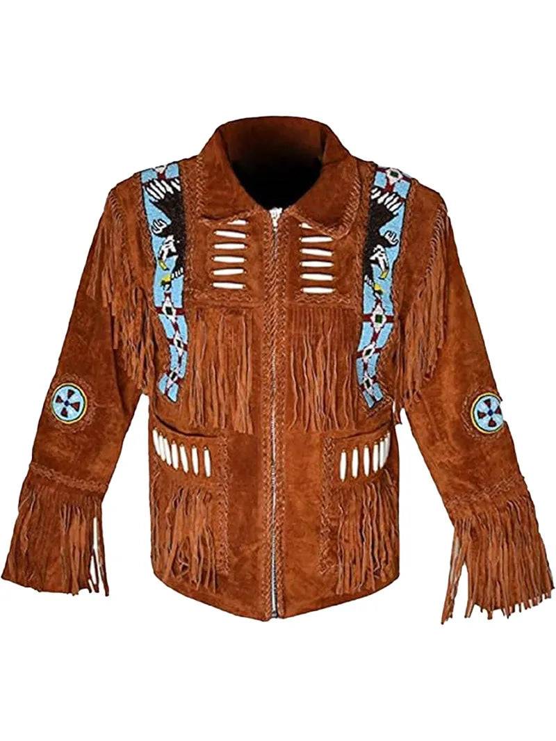 Cowboy Western Leather Jacket With Fringe image 8