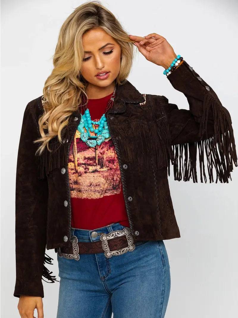 Scully Women's Boar Suede Beaded Fringe Jacket image 4