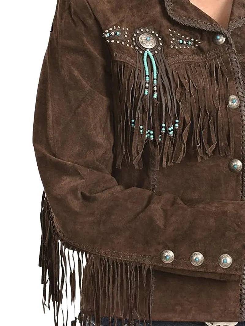 Ladies Luxury Suede Fringe Jacket image 2