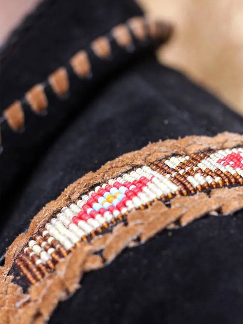 Black Beaded Leather Fringe Jacket image 1
