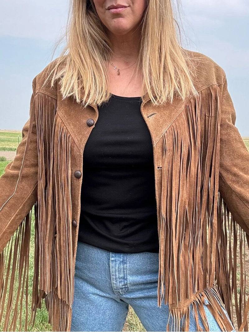 Vintage 70s Honey Brown Suede Fringe Jacket image 2