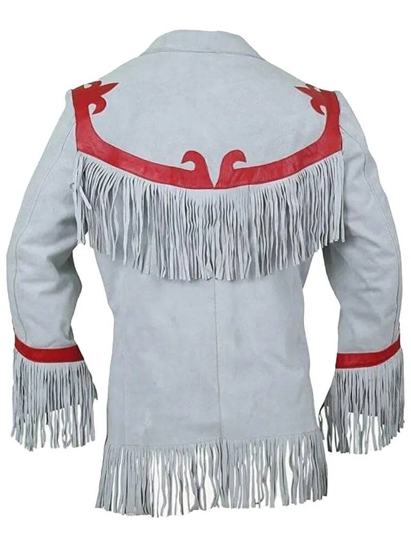 Grey Suede Fringe Leather Jacket image 1