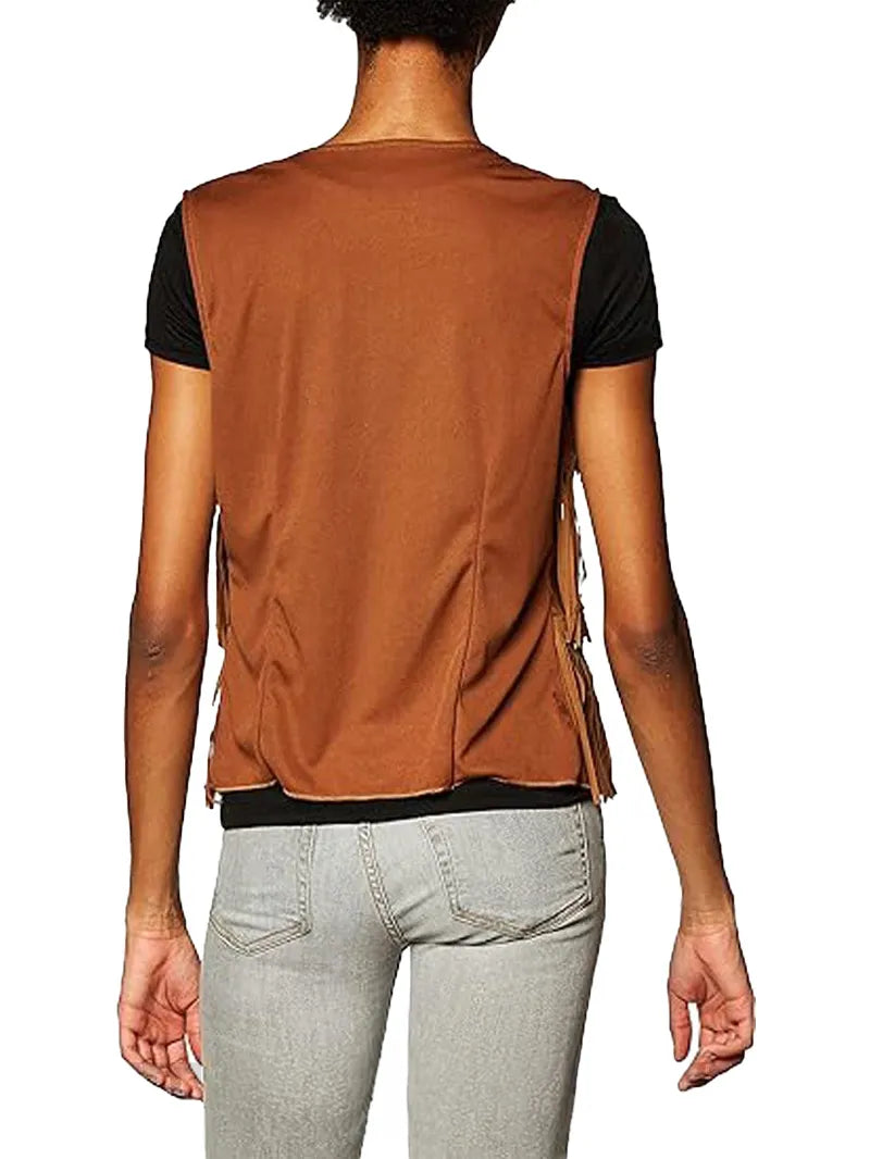 Womens Hippie Fringed Vest image 1