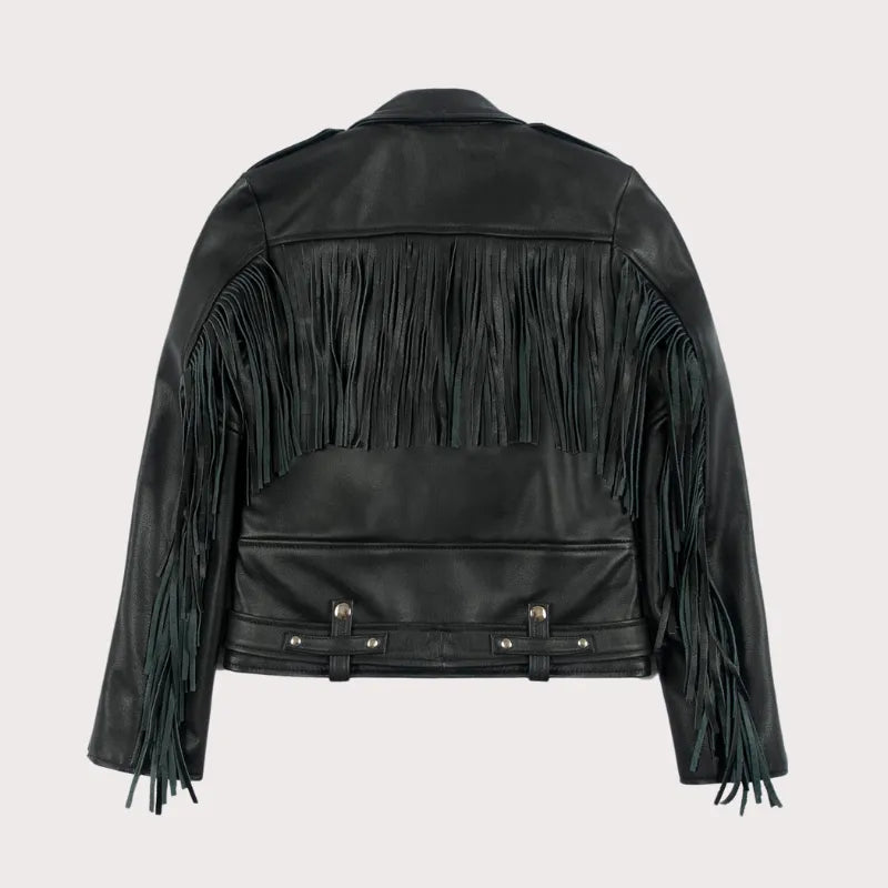 Women Fringe Leather Jacket image 4
