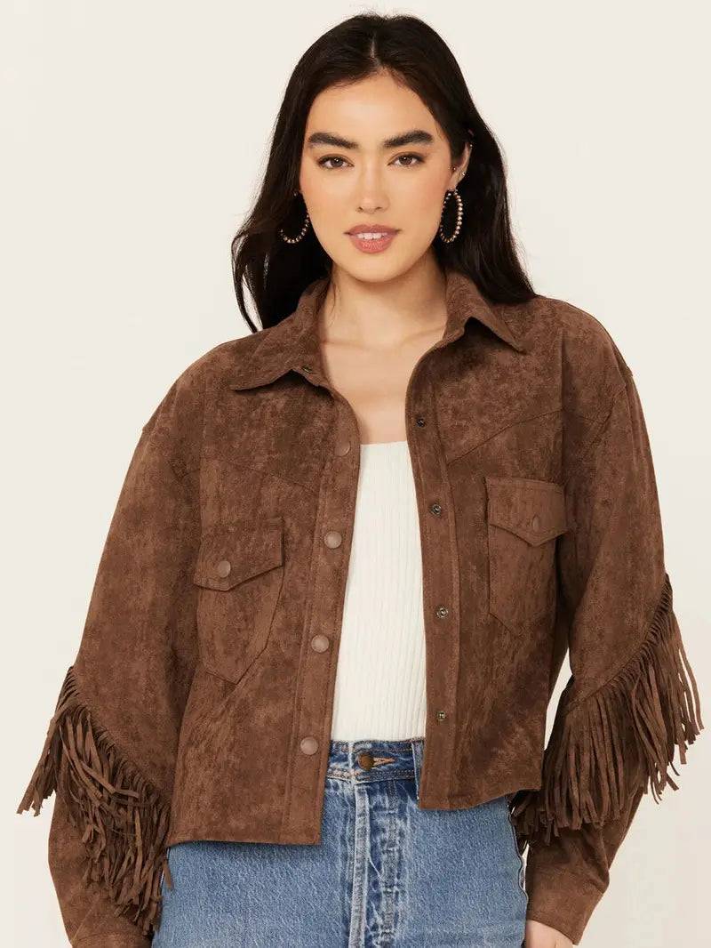 Women's Genuine Suede Fringe Jacket image 0