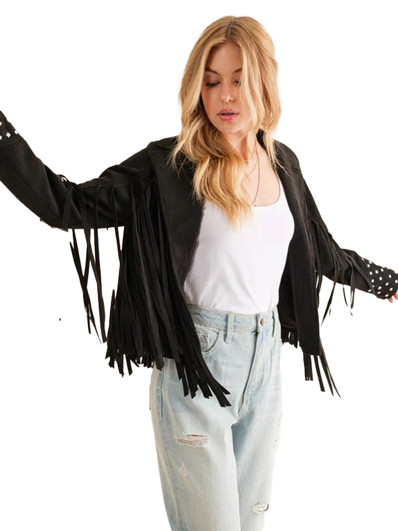 Studded Fringe Open Western Jacket image 2