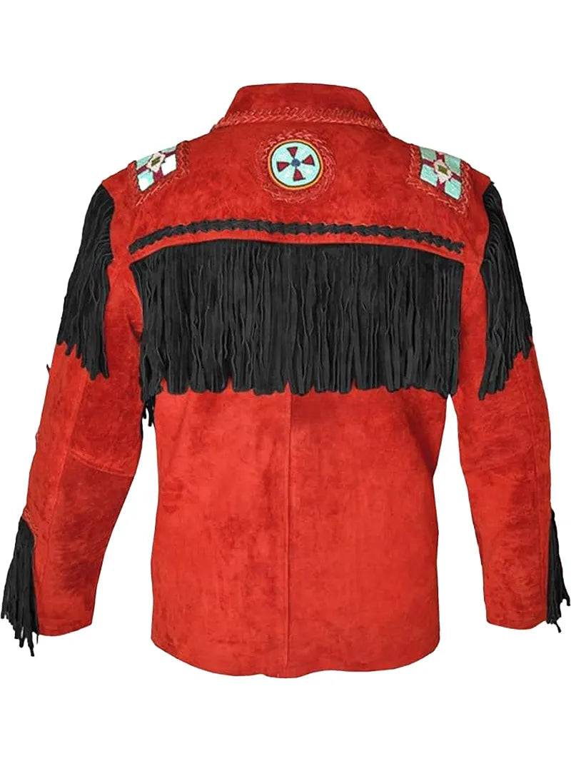 Men Western Fringe Leather Jacket image 7