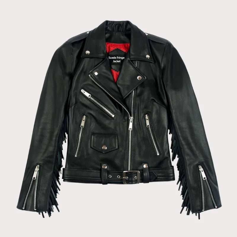 Women Fringe Leather Jacket image 0