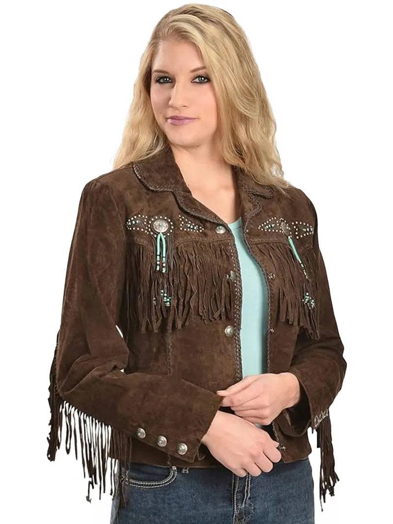 Ladies Luxury Suede Fringe Jacket image 0