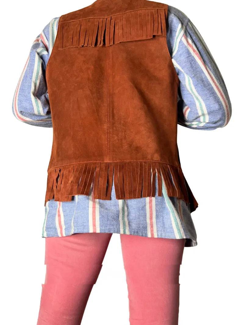 Vintage Suede Fringe Leather Vest image 2
