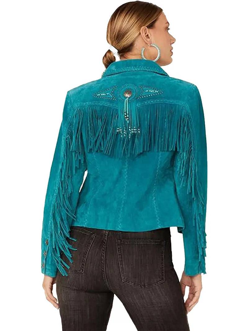 Ladies Luxury Suede Fringe Jacket image 4